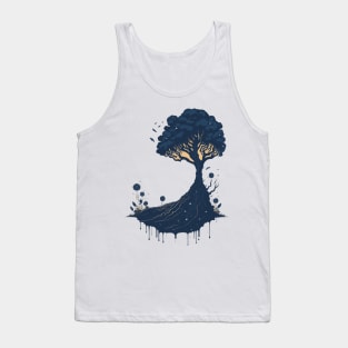 Grunge tree and splashes of paint Tank Top